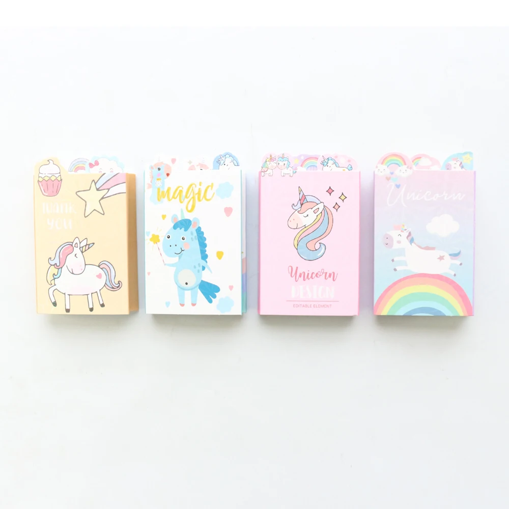 Domikee cute kawaii Korean unicorn series sticky memo pad book cartoon school kids self-adhesive label note pad gift stationery