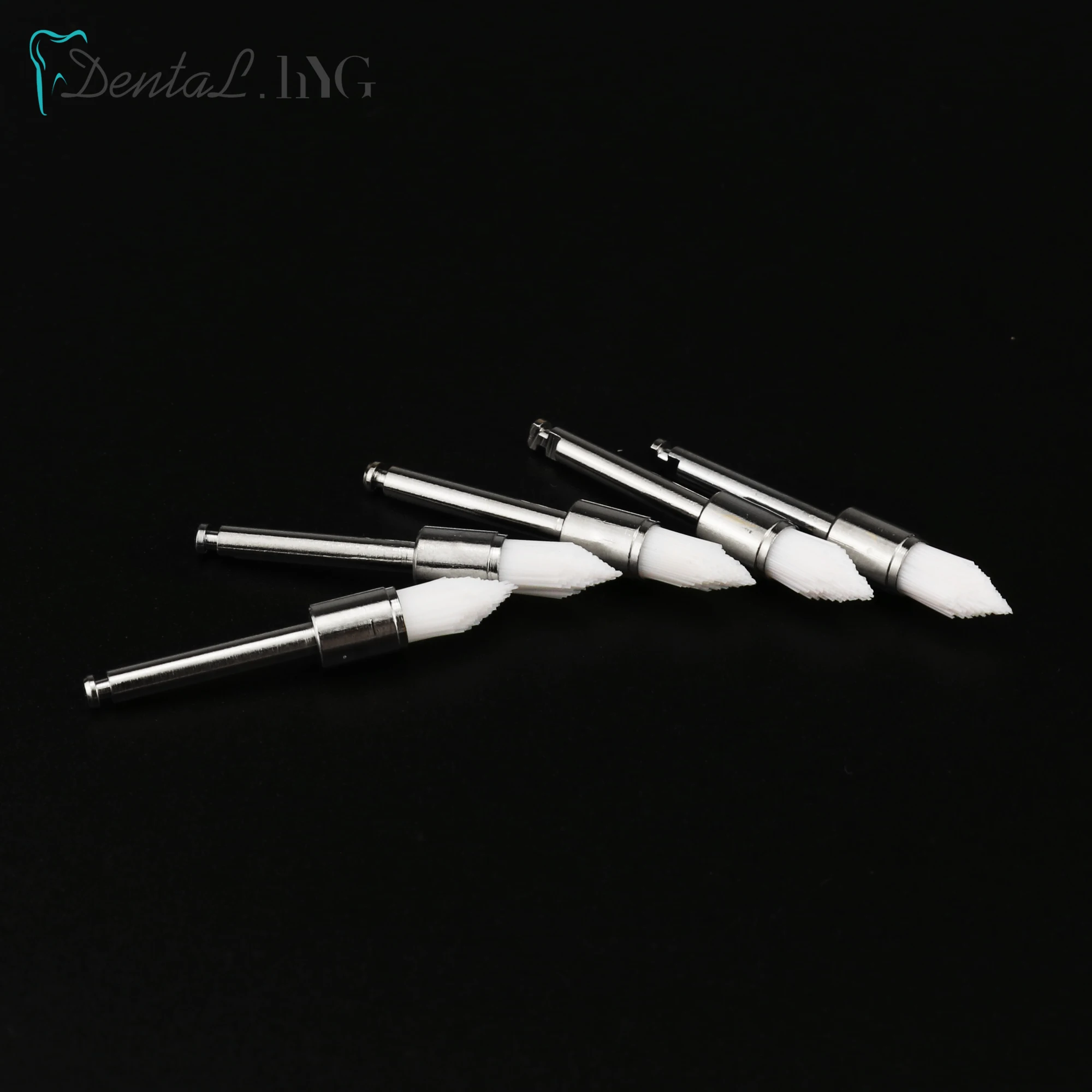 100Pcs Dental Polishing Prophy Brushes Disposable Polisher Nylon Bristle Rubber Flat Sharp Oral Cleaning Teeth Whitening