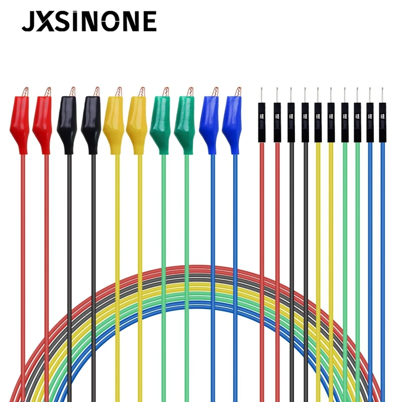 JXSINONE Dupont Wire Male/Female to Alligator Clip Jumper Wire Crocodile Clip Test Lead Silicone Jumper Cable DIY P1531/P1533