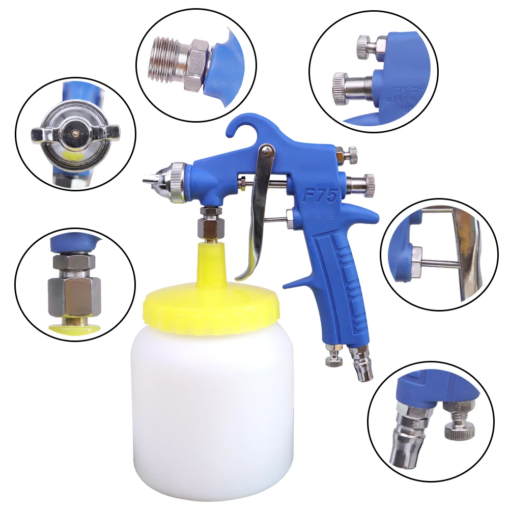 W71/F75 1.5mm Nozzle Professional Pneumatic Spray Gun Alloy Spray Paint Atomizer Tool Portable Spray Paint Car Pneumatic Gun