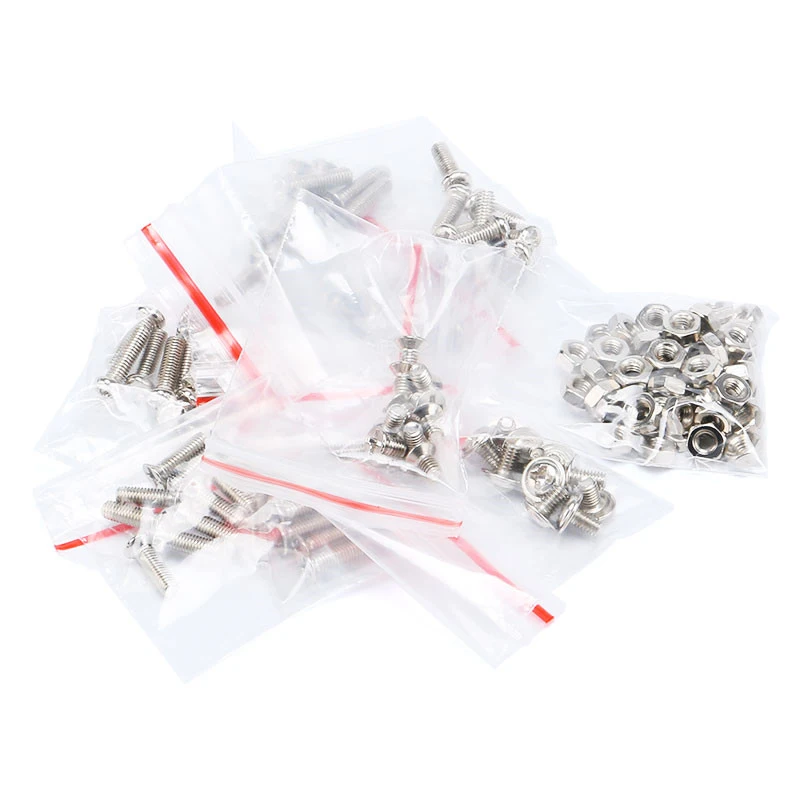 130pcs Commonly used M3 screw package nut 3*5 3*8 3*10 3*12 3*12 round head flat head screw, etc