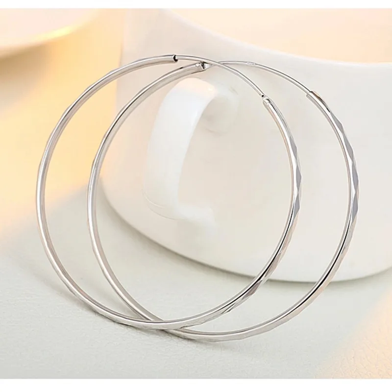 Earrings for Women 2021  Big Ear ring Hoop earrings Surface Plated Platinum Argyle Women's Gift Jewelery  Size 40/50/60/70 mm