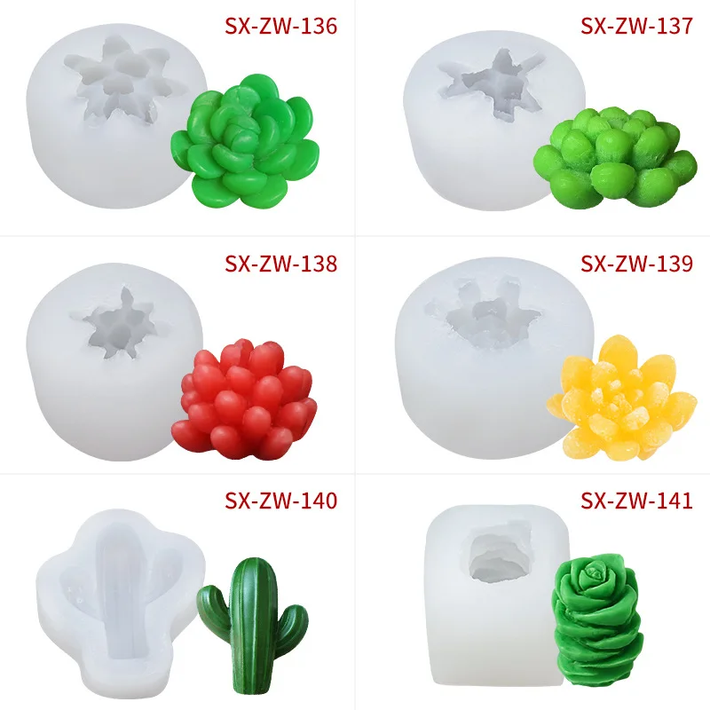 Silicone Candle Mold Succulent Plant Flower Pot Vase Concrete Gypsum Cement Fleshy Mould DIY Aroma Candle Silicone Glue Mold