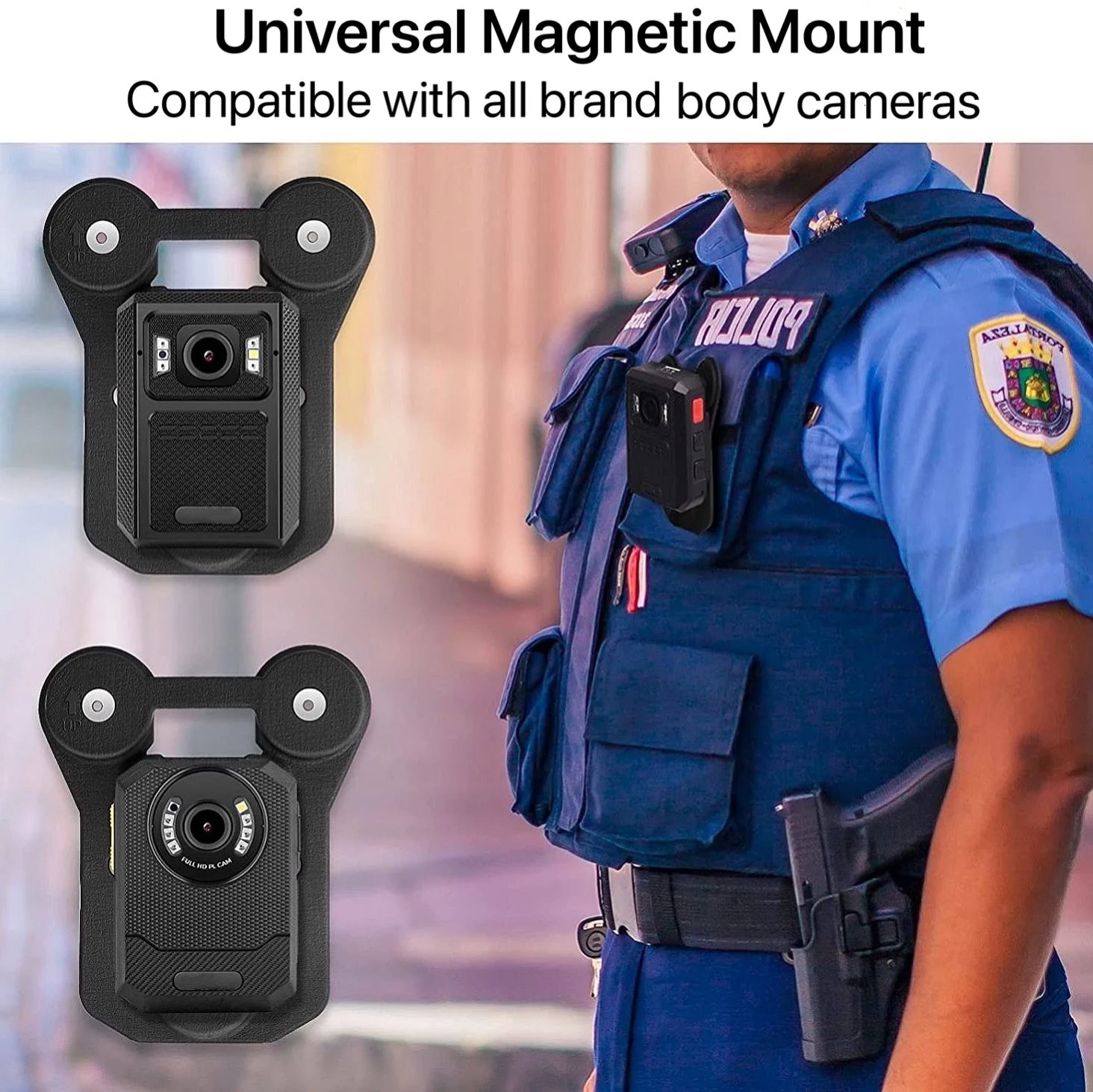 Body Camera Magnet Mount Black Silicone Strong Suction Police Camera Magnetic Clip, Stick to Clothes Universal Mount