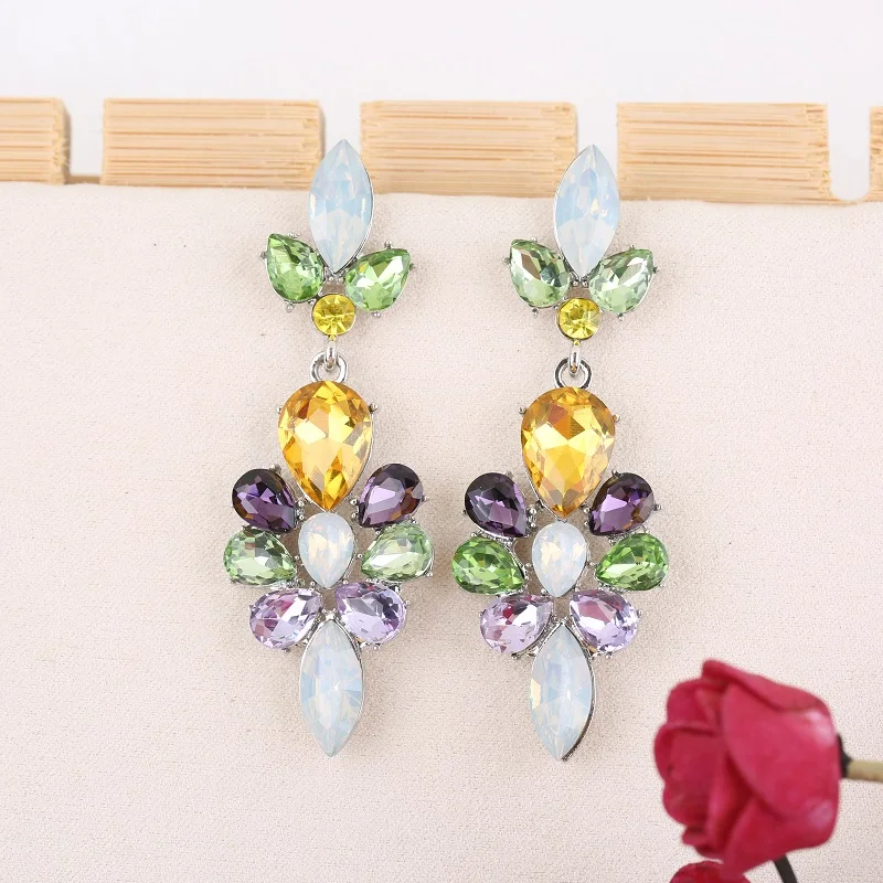 VEYO Trendy Multicolor Acrylic Crystal Drop Earrings Elegant Dangle Earrings for Women Fashion Jewelry Wholesale Gift