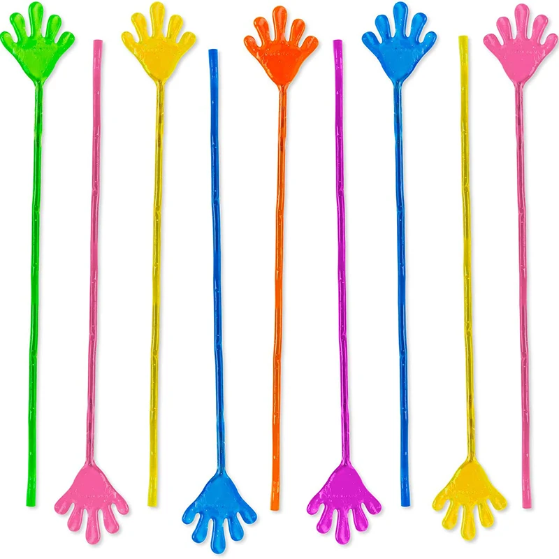 10Pcs Vinyl Mini Sticky Hands Toys Elastic Palm for Children Favors Birthdays Party Set Funny Toy for Kids 8-12 Goodie Bag Stuff