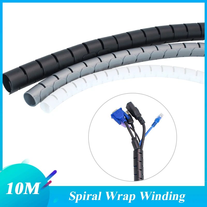 

8/10/12/16/22mm 10m Line Organizer Pipe Protection Spiral Wrap Winding Cable Wire Protector Cover Tube New Spiral Wrap Sleeving