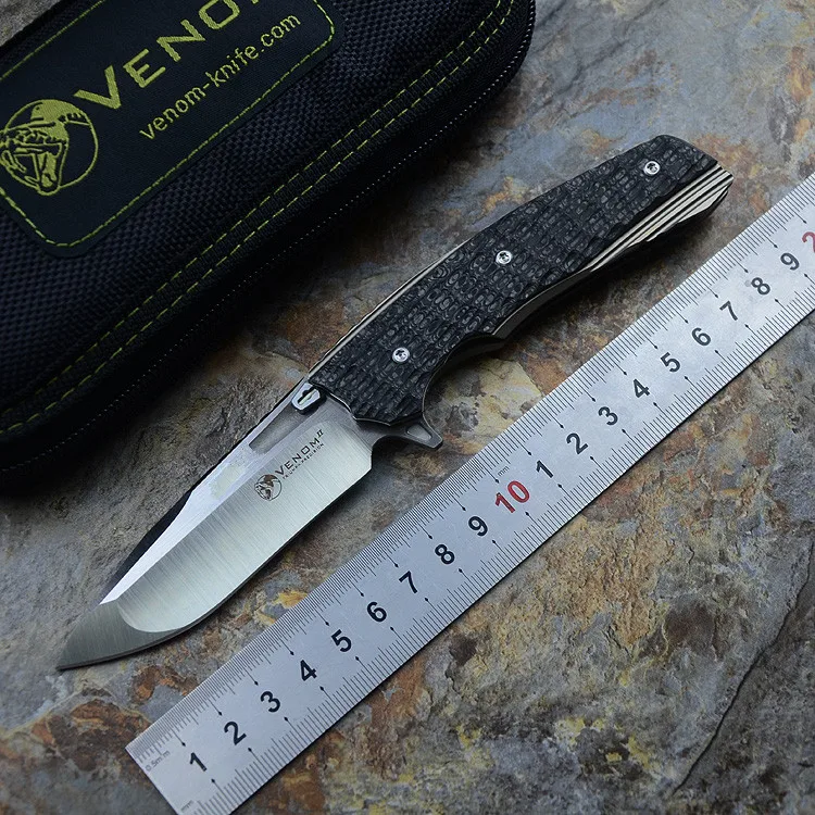 Kevin John Knife VENOM II M390 Blade Ball Bearing Flipper Folding Titanium Handle Hunting Survival Utility Outdoor Gears