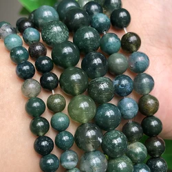 Natural Stone Beads Moss Agates Round Loose beads For Jewelry Making 4/6/8/10/12mm Strand 15