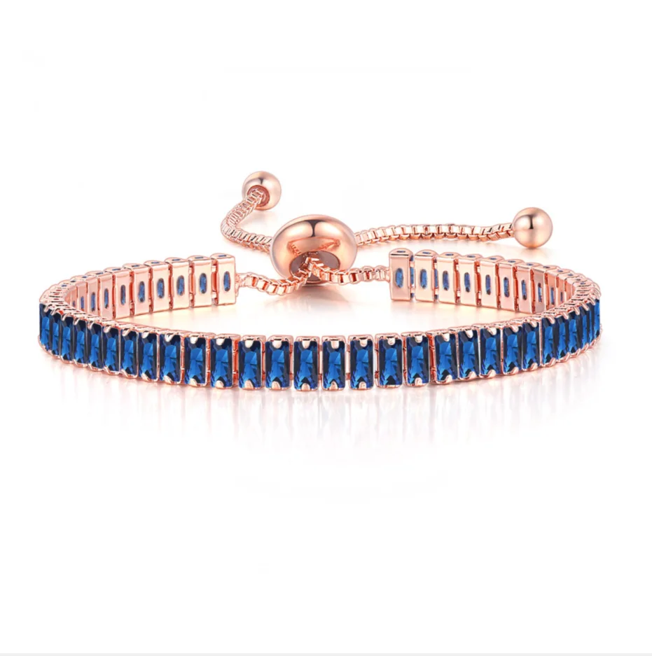 Iced Out Crystal Tennis Armbanden Voor Vrouwen Mannen Zwarte Rechthoek Zirconia Verstelbare Ketting Hiphop Sieraden Groothandel DZH051