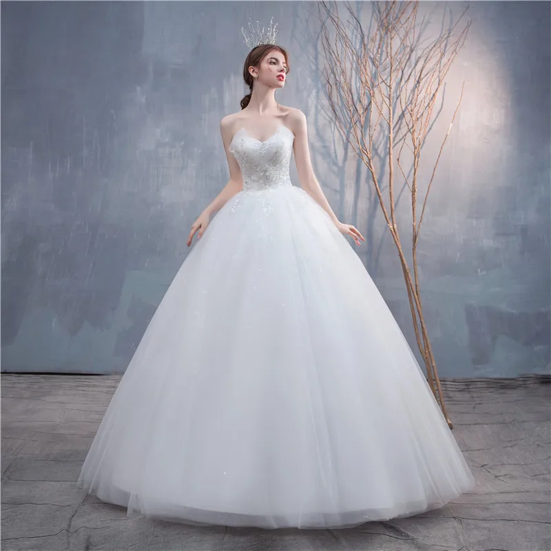 Vestido De novia elegante sin tirantes, De lentejuelas, ajustado, De princesa, talla grande, 2022