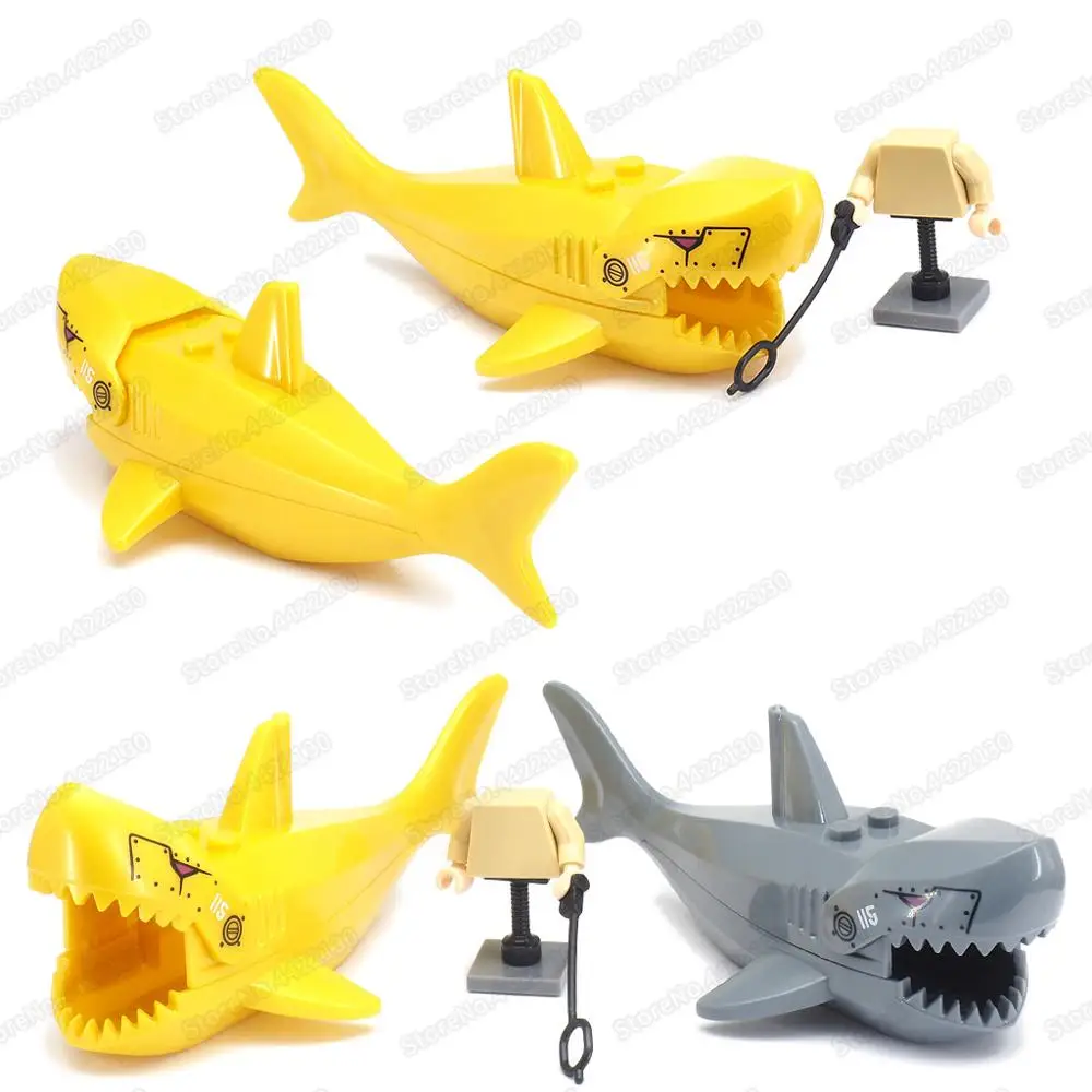 Mechanical Gold Shark Building Block Deep Sea Diving Figures Equipment Military Technology World Model Child Christmas Gift Toys