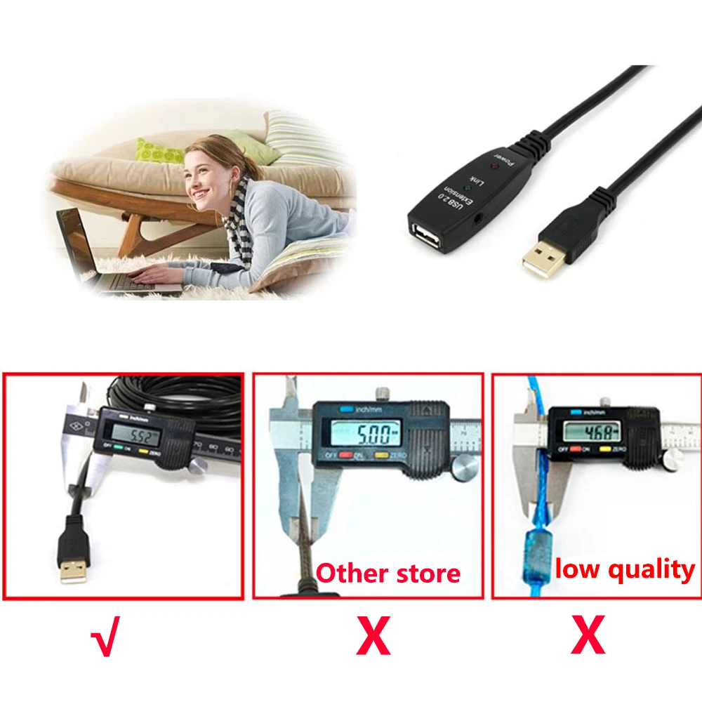 30M USB Extention Cable 25M DC 5V Power Supply Repeater Cable Data Sync Cord For Smart Tv Box Laptop PC Xbox One SSD Playstation