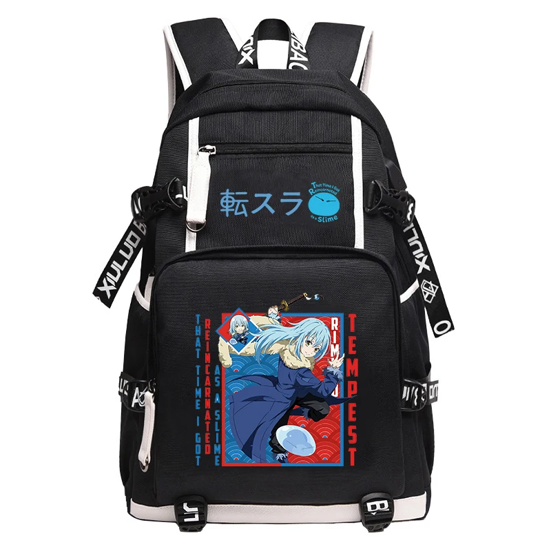 

That Time I Got Reincarnated as a Slime Large Teenager School Bags Oxford Travel Bags USB Port Laptop Backpack Cartoon Bookbag