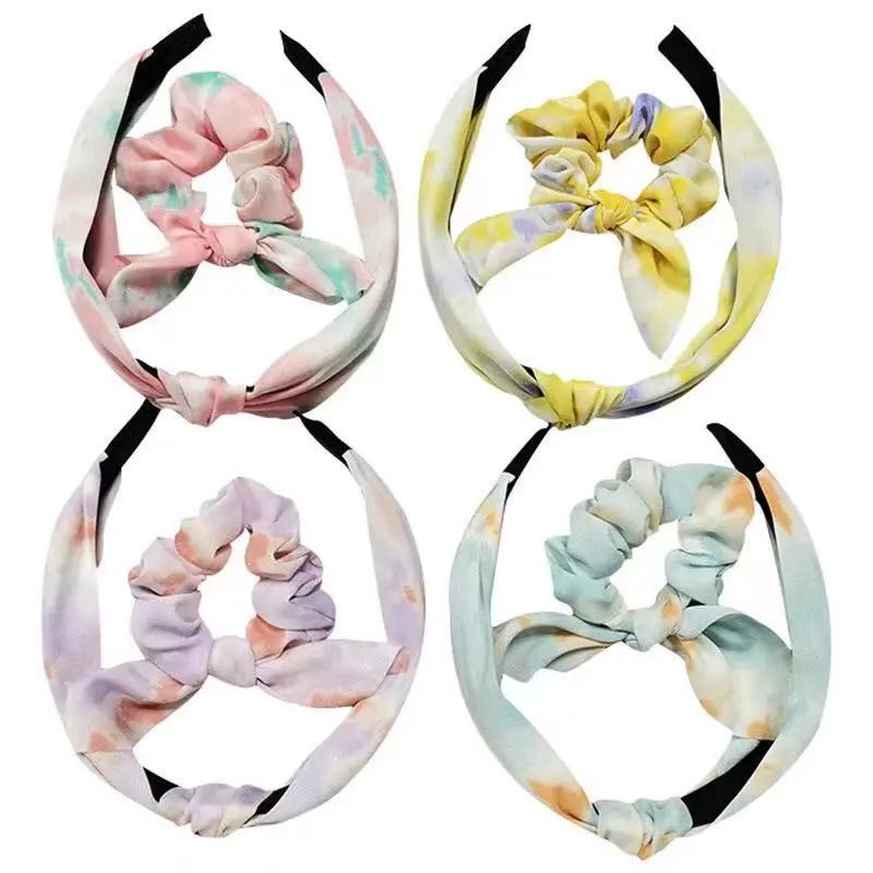 

Набор шифоновых резинок для волос с бантиком для девушек, цветная Радужная эластичная лента для волос ручной работы, завязки для хвоста