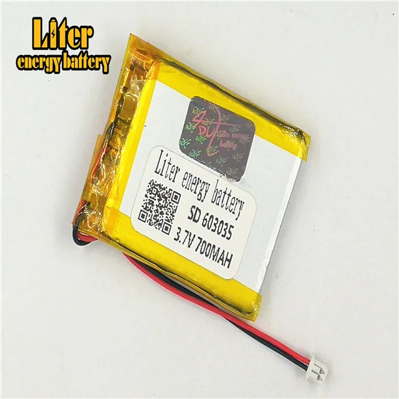 1.25MM 2pin connector 3.7V 603035 700mah Rechargeable lipo battery MP3 MP4 MP5 small toys