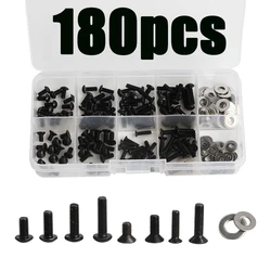 High Quality 180Pcs Black Carbon Steel Screws Box Set For 1/10 HSP Remote Control RC Car Parts Bolts and Nuts Hardware Parts