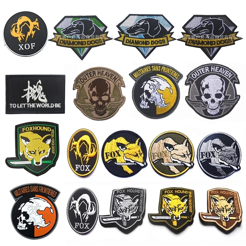 Metal Gear Solid MGS Diamond Dog Army Special Force Group Ghost Embroidered OUTER HEAVEN Patch Stripes sticker FOX HOUND Patches