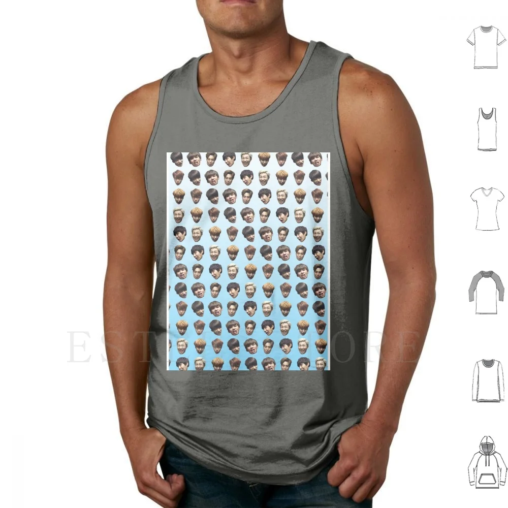 ( ) Funny Derp Face Gradient Blue Майки Жилет Хлопок Taehyung V Jimin Park Jimin Jeon Jungkook Jungkook Rap Monster Namjoon
