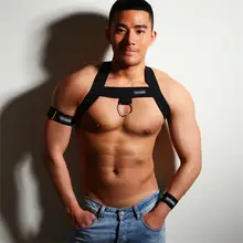 Men’s Leather Bondage Harness with Metal Rings #5