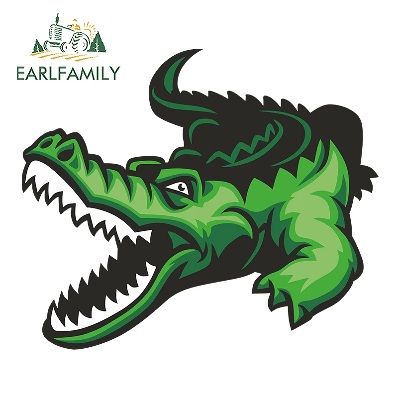EARLFAMILY 43cm x 36cm Cartoon Crocodile Decal PVC Car Body Stickers Funny Graffiti Car Wrap Vinyl Waterproof Car Accessories