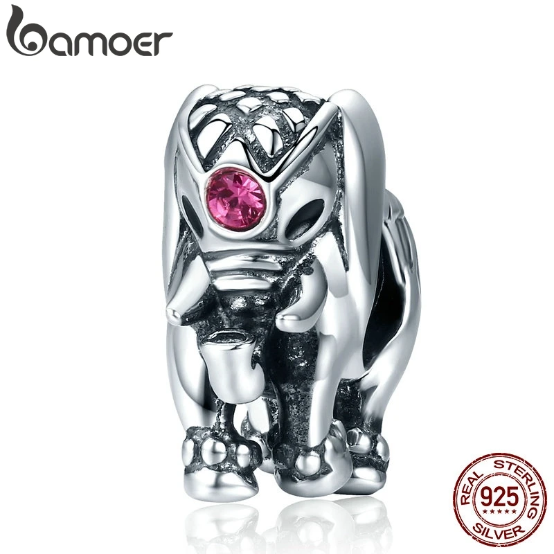 

BAMOER Flying Dumbo Beads 100% 925 Sterling Silver Thailand Lucky Elephant Charms fit Women Bracelets Fine Jewelry SCC321