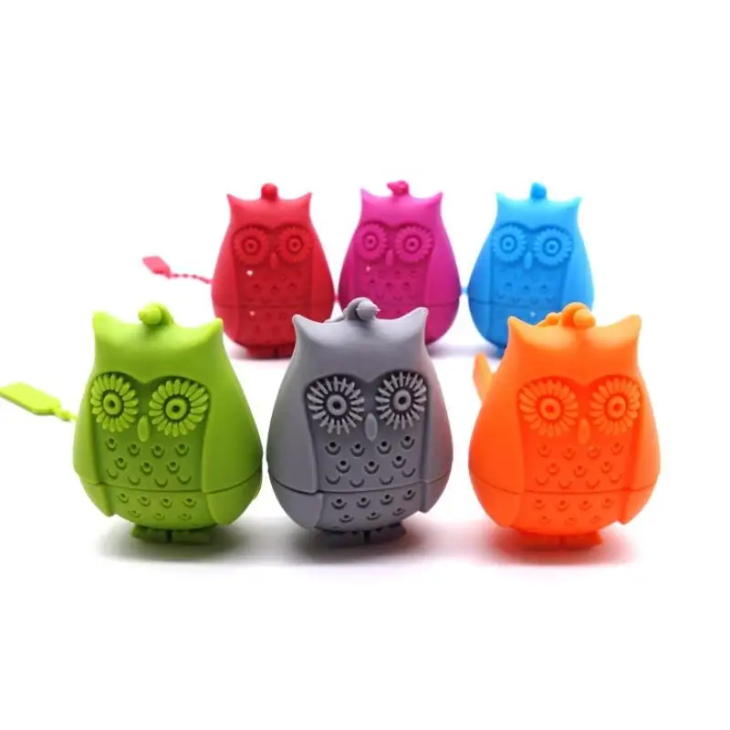 Hot Sale Owl Tea Bags Tea Strainers Silicone Teaspoon Filter Infuser Silica Gel Filtration coffee tea infuser LX9045