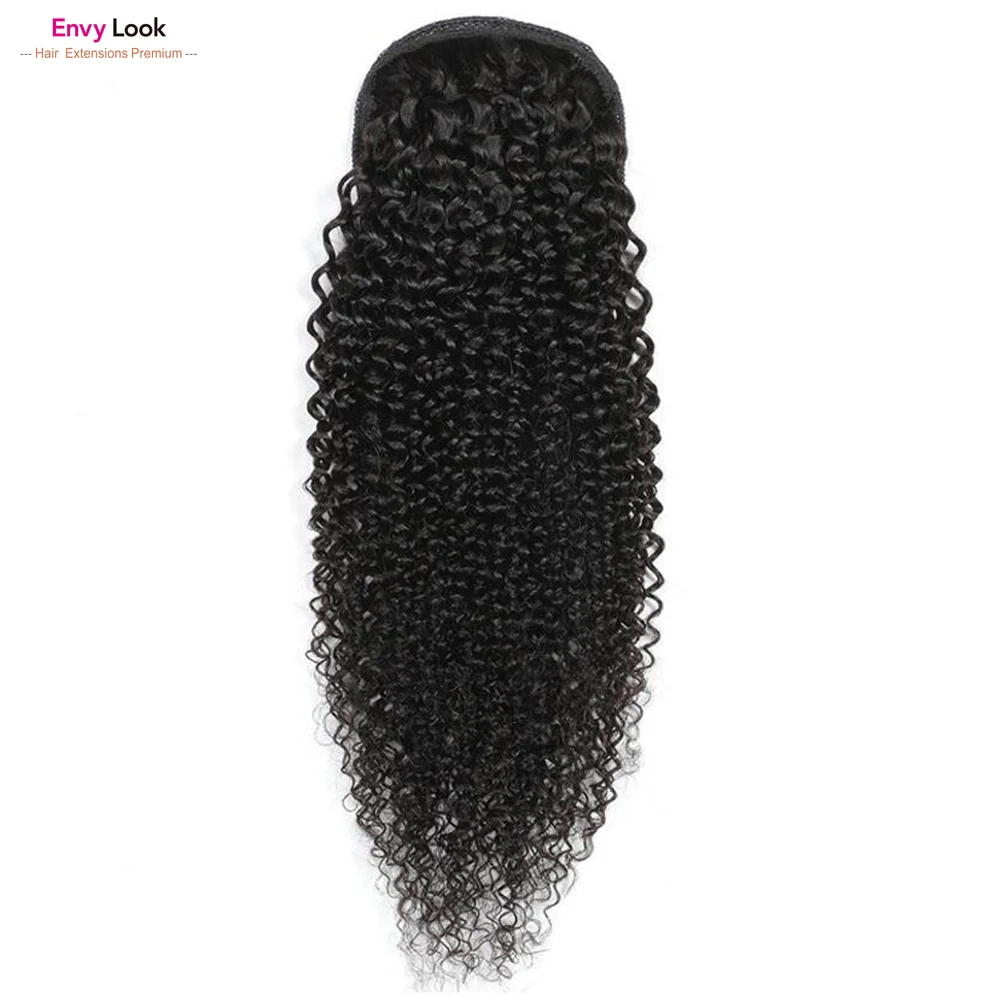 

ENVY LOOK Draw String Afro Kinky Curly Natural Black Color Machine Remy Brazilian Human Hair Ponytail