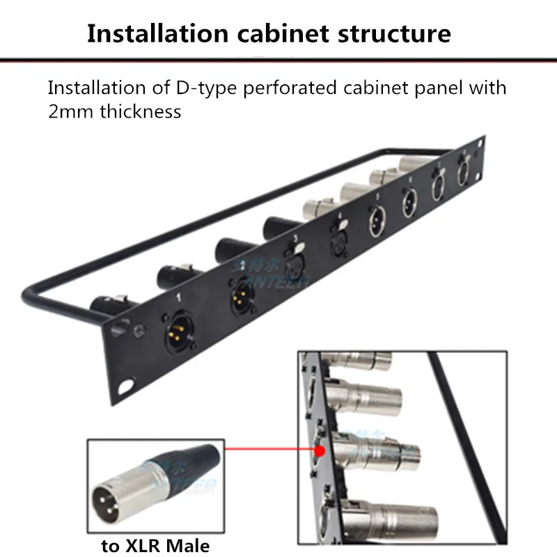 Prise en métal de type D plaquée or à trois cœurs, convertisseur de connexion audio, base de montage XLR IL, mâle vers 600