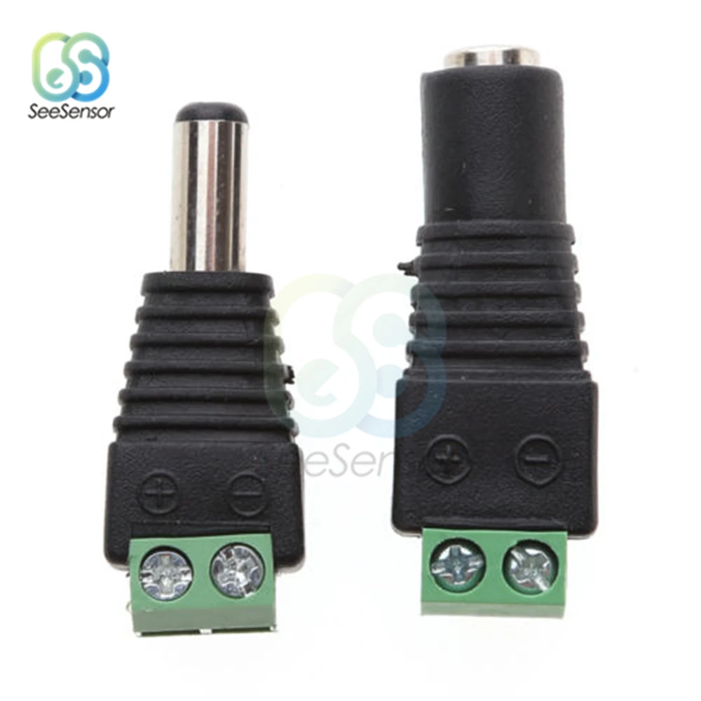 5.5Mm X 2.1Mm Nữ Nam + DC Cắm Dành Cho 5050 3528 5060 Dây Đèn LED Ánh Sáng và Camera Quan Sát
