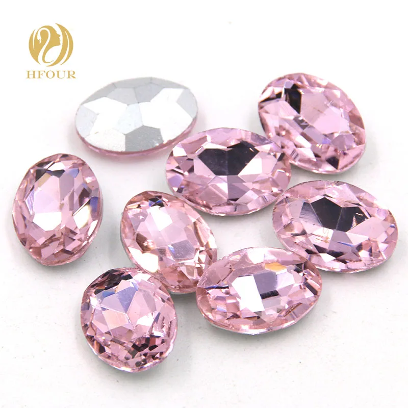 New arrival glass crystal Oval shape glue on pointback rhinestones  DIY Nail art garment Accessories