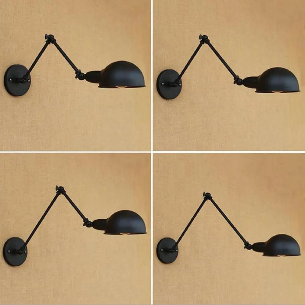 AC100-240 Wall Sconces Lamp Black Double Long Arm Dining Restaurant Bedsid Art Decorative Wall Light Sconce Fixture