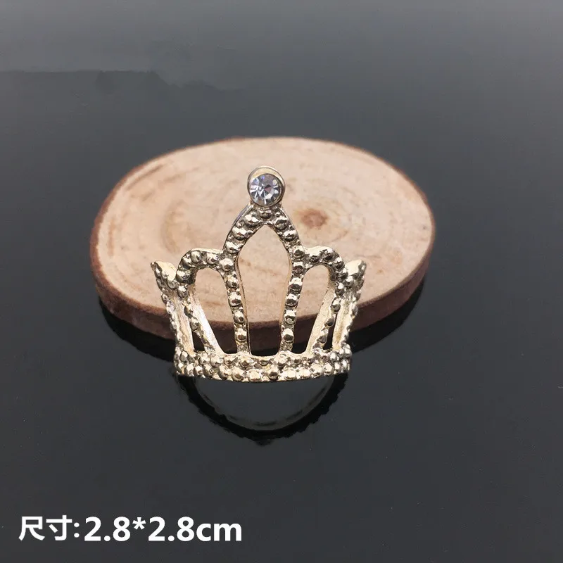 5pcs Fashion Alloy Crown Flatback Rhinestone Buttons for Jewelry Accessories 28mm