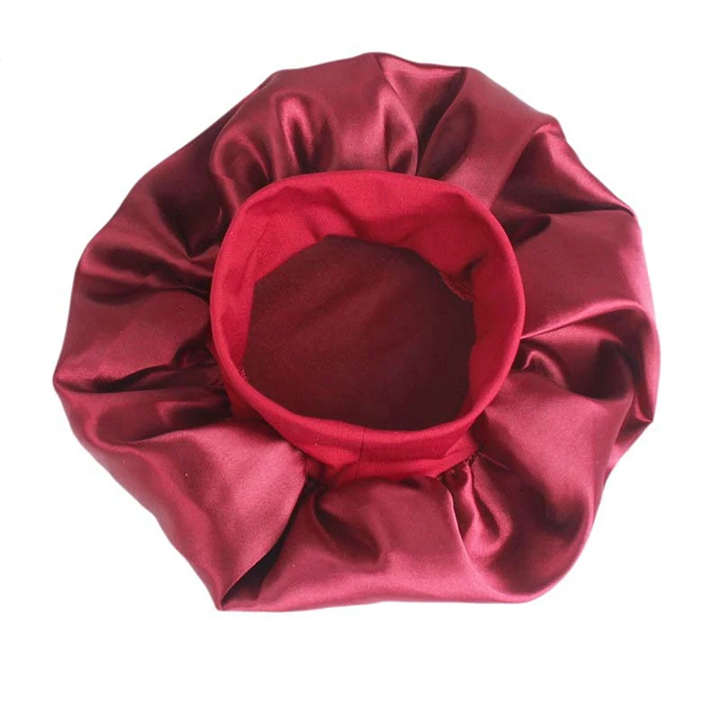 1pc Silk Head Wrap Shower Cap Adjust Solid Satin Bonnet Hair Styling Cap Long Hair Care Women Night Sleep Hat Hair Styling Tools