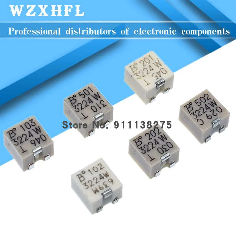 Potenciómetro de corte SMD 3224W-1 Original, resistencia ajustable 1K, 2K, 5K, 10K, 20K, 50K, 100K, 1M, 2M