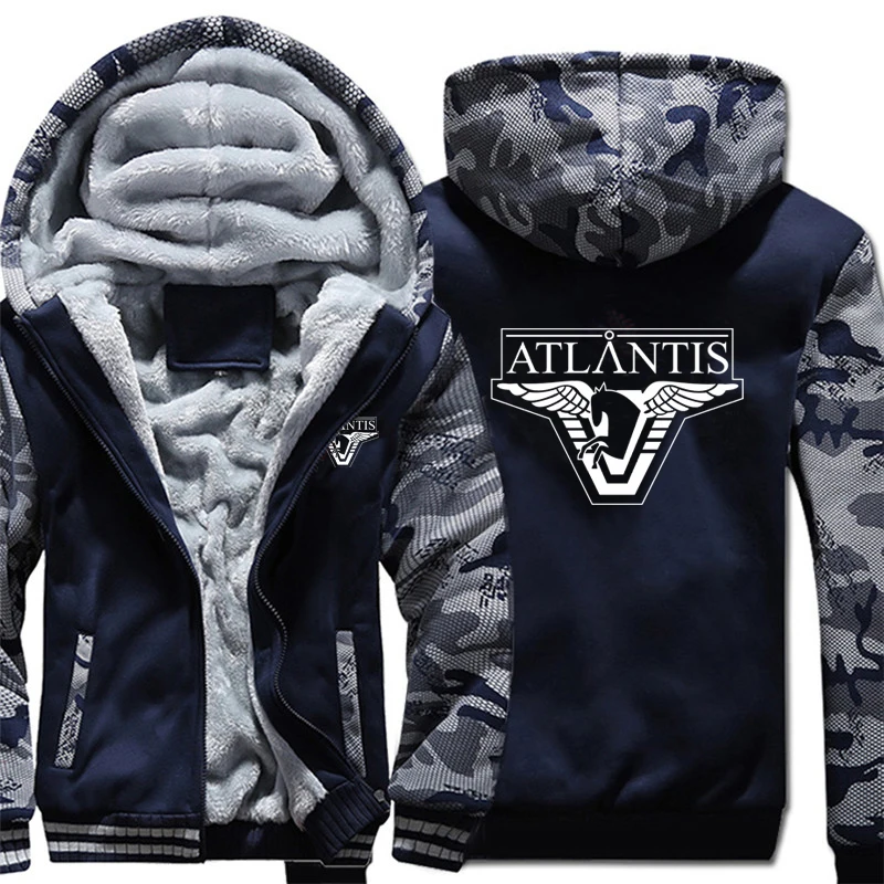 Stargate Atlantis Hoodies Camouflage sleeve Pullover Winter Jacket Stargate Atlantis Sweatshirts Long Sleeve Coat