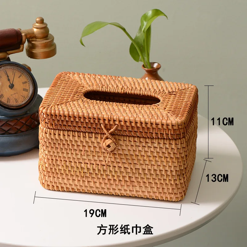 Vietnam Rattan Tissue Box Paper Extraction Box Restaurant Table Facial Tissue Storage Box