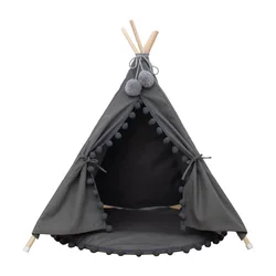 Pet Cat Dog Teepee with Cushion & Blackboard Dog Cute House - Portable Washable Dog Tents Green Theme Tent Travel Houses For Dog
