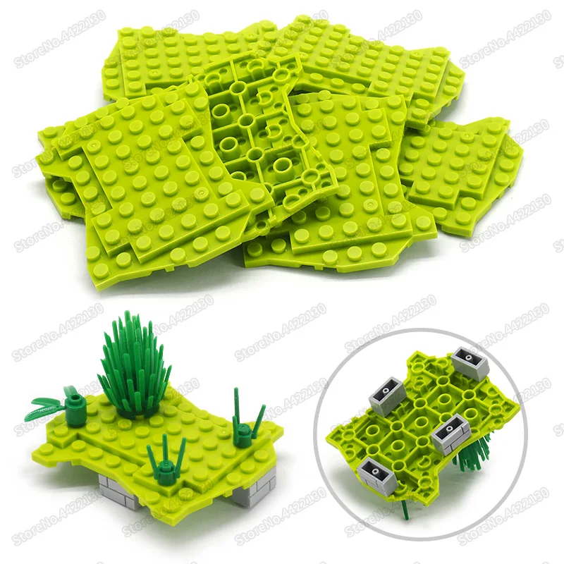 optimal Green plant Bottom plate Building Blocks Components Compatible MOC Scenes forest surroundings military WW2  Assembly toy