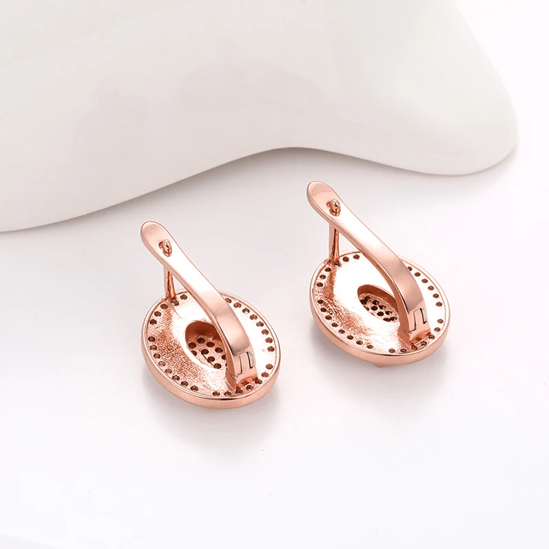 Ceramic Women Earrings Elegant Style Egg U Shape Earring For Women Wedding Engagement Jewelry Rhinestone With White Ceramic Gift