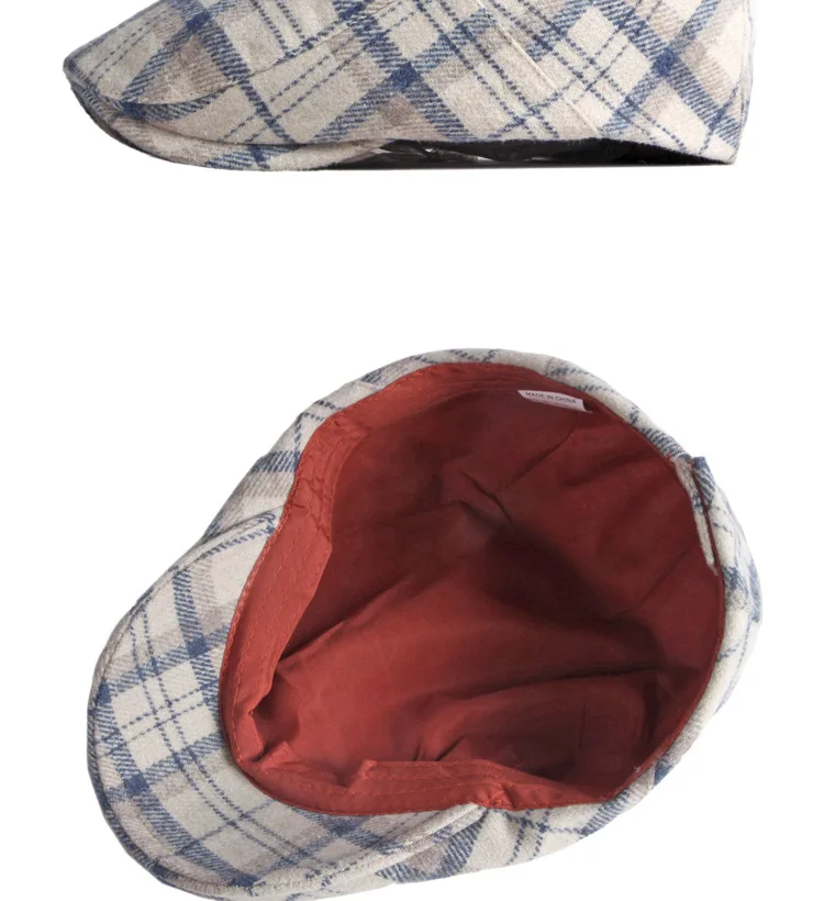 LDSLYJR Autumn Winter Polyester Plaid  Newsboy Caps Flat Peaked Cap Men and Women Painter Beret Hats 31