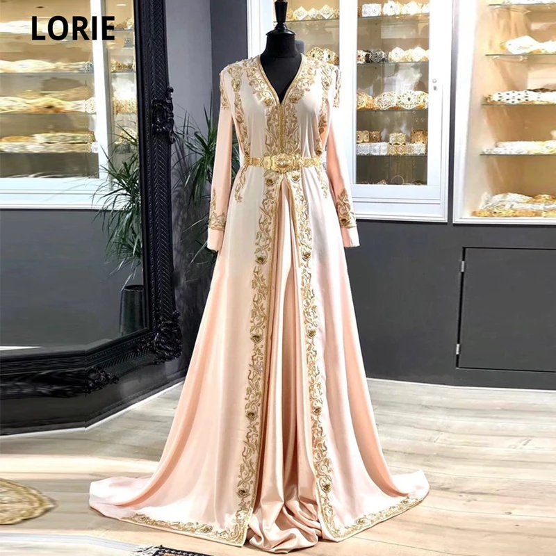 Lorie Beach Satin Abendkleider marok kanis chen Kaftan Cap Ärmel elegante Spitze Prom Party Promi Kleider lange maßge schneiderte 2024