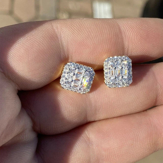Huitan New Fashion Square Shape Women Stud Earrings Full Paved Shiny Crystal Zircon Wysokiej jakości kobiece modne kolczyki hurtowo