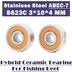 S623 2OS Bearing 3*10*4 mm CB ABEC-7 ( 2 PCS ) Stainless Steel Hybrid Ceramic Bearing Ocean Fishing Reels Ball Bearings S623C