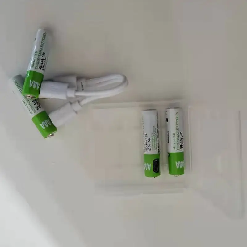 Baterías recargables Micro USB AAA-1.2V, NH-AAA, 1,2 V, 450mAH, 4 unids/lote + Cable USB