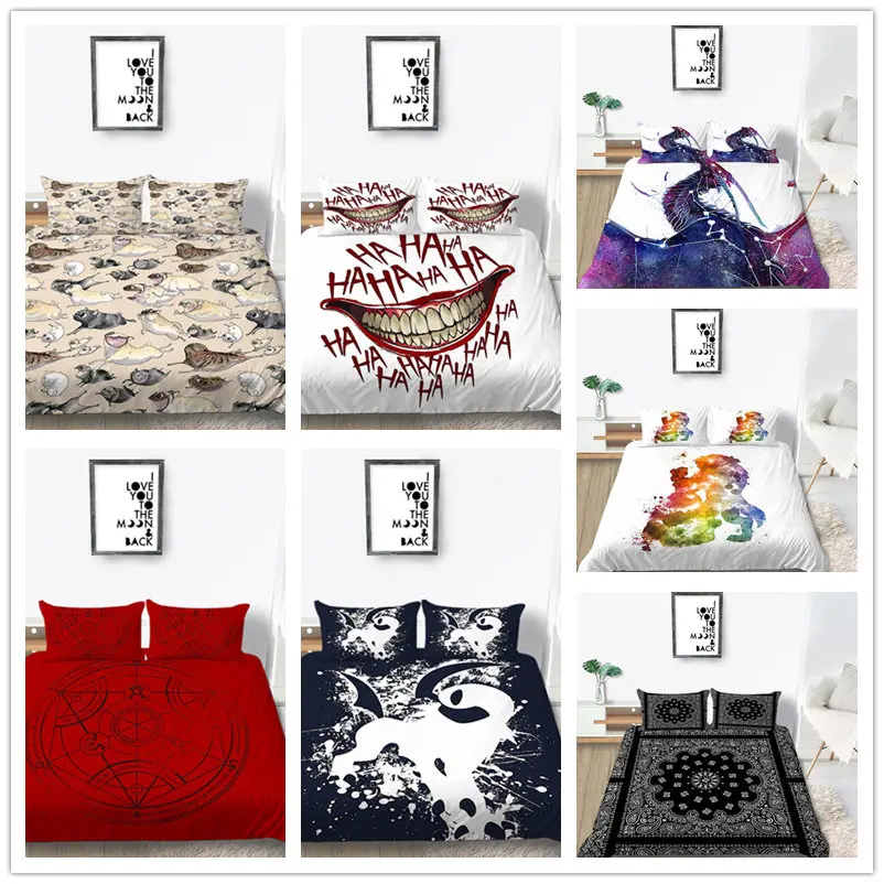 Red lips Bedding set Single Double King size 2/3pcs with pillowcase Bed Cover Set fashion painting of Comforter Cover Set