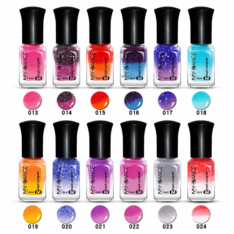 6ml Peelable gradient nail polish Colorful sequins Water-based Temperature Colour Changing Nail Polish Nail decoration