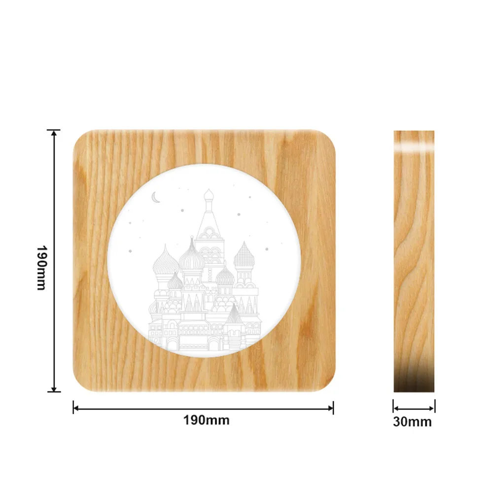 

Kremlin Temple Building 3D LED Arylic Wooden Night Lamp Table Light Switch Control Carving Lamp for Children's Room Decorate