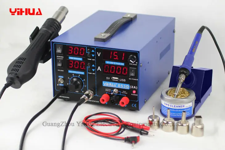 YIHUA-Station de expédià air chaud USB, poste de soudage, pipeline 853D, 220V, 110V, 3 en 1