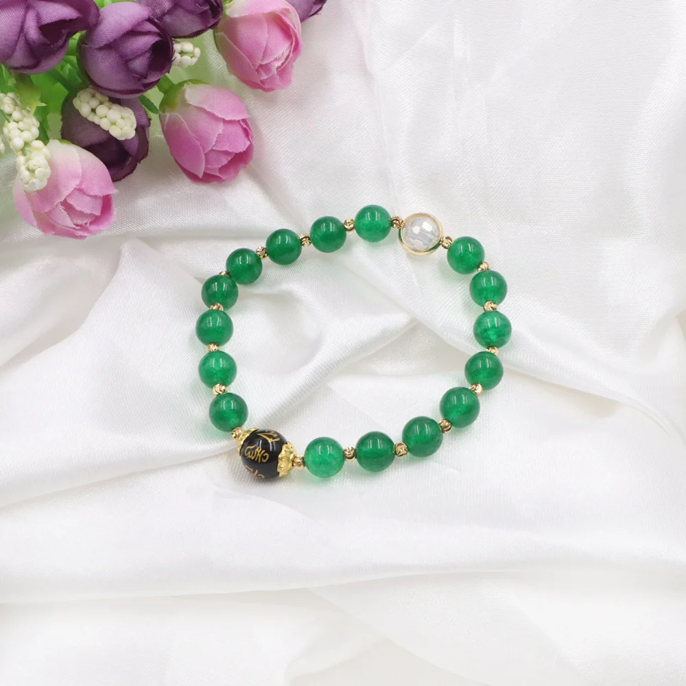 Stretch Bracelet Bangle Natural Stone New Fashion Women Jewelry Green Malaysia Crystal Bead Strand Bracelets Wrap Gift 7.5